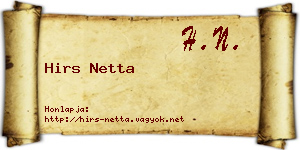 Hirs Netta névjegykártya